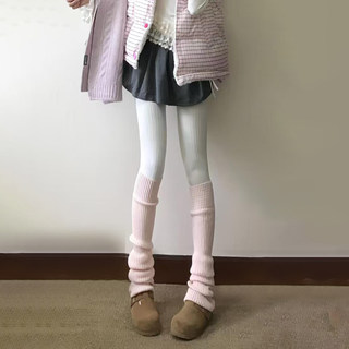 Knitted Footless Socks Paired with Snow Boots, Long Pink Slouch Socks for Women, Autumn and Winter Layering Subculture Leg Warmers Y2K
