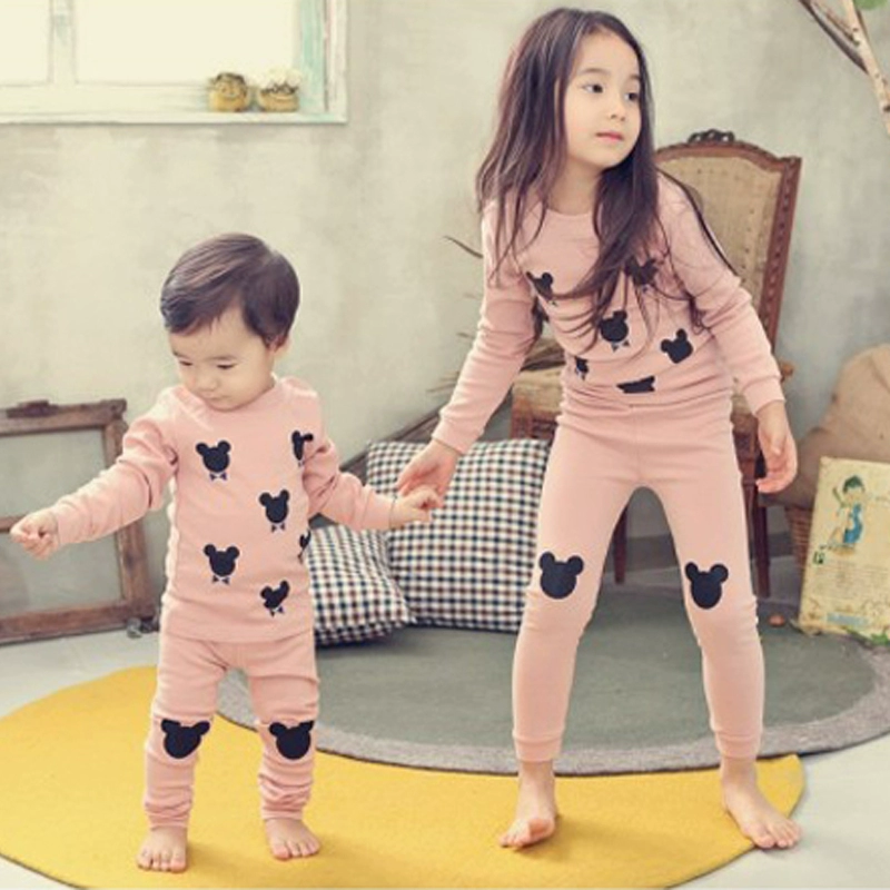 Quần áo trẻ em Đồ lót trẻ em nhiệt thiết lập Cô gái Hàn Quốc phục vụ nhà mùa đông dày cộng với đồ lót nhung trẻ em đồ lót shop quần áo trẻ em gần đây