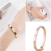 Plated 18K rose gold bracelet female niche design Net red open bracelet Korean simple personality couple cold wind