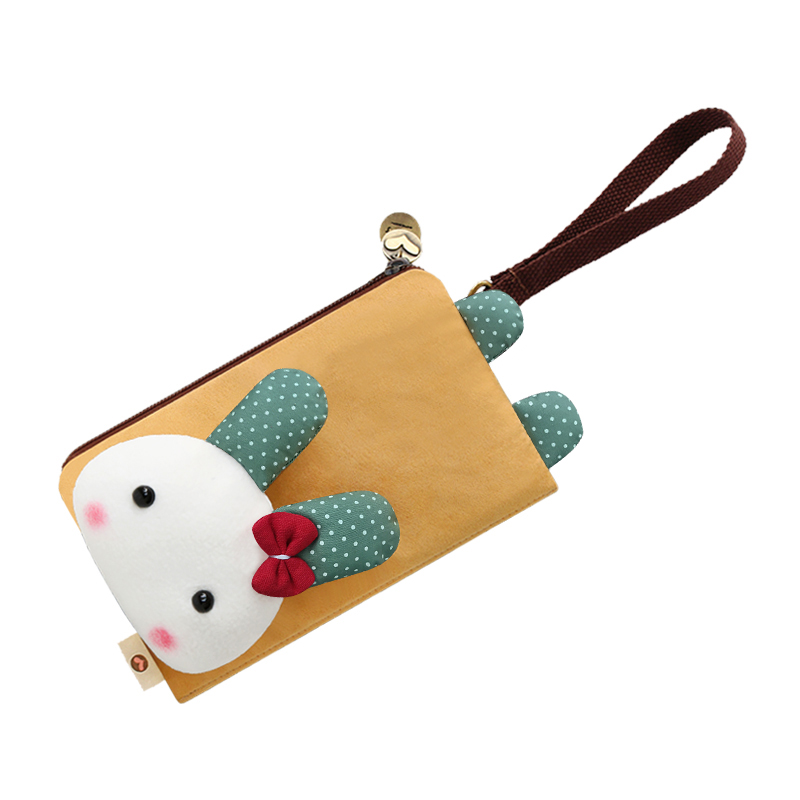 Three-color patch snow rabbit cartoon hand carrying cloth mobile phone bag cute hand holding small bag girl mobile phone coin purse