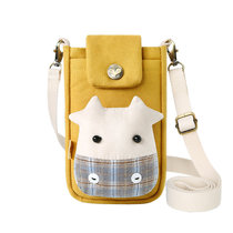 Tricolour patch diagrammatic satchel mobile phone bag Girls Korean version cute hanging neck phone bag Mini vertical bag bag