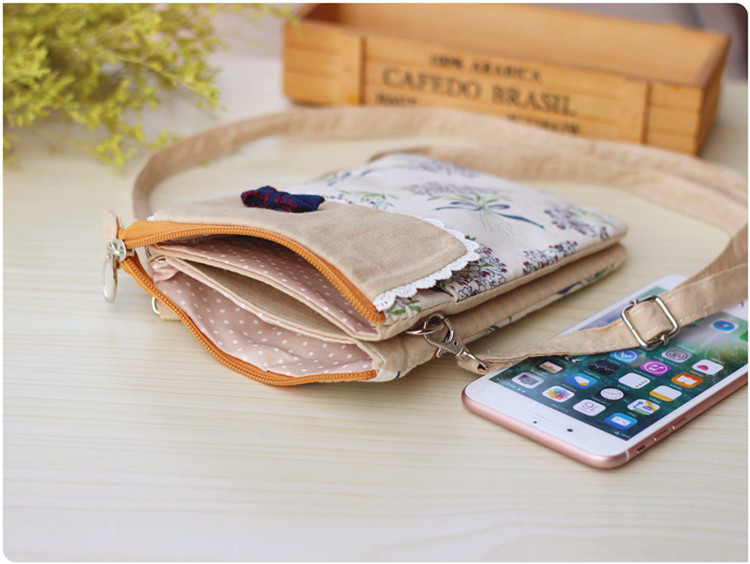 Dọc tươi nghệ thuật điện thoại di động túi xách nữ mini crossbody túi Mùa hè ngọt ngào vải giản dị hoang dã túi nhỏ - Túi điện thoại túi xách nữ hàng hiệu