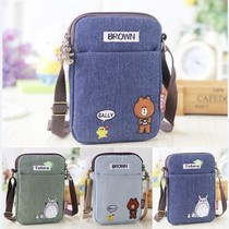 Summer Cartoon Canvas Mobile Phone Bag Schoolgirl Harp 100 Hitch Satchel Satchel Cute Mini Hanging Neck Zero Money Packet Bag
