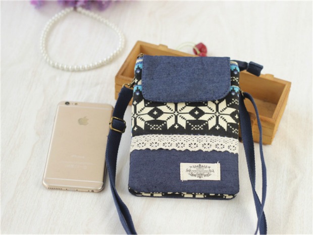 Phong cách quốc gia 5 lớp dọc điện thoại di động túi cô gái mini vải vai Messenger túi mùa hè mua sắm nhỏ thay đổi nhỏ túi coach nữ