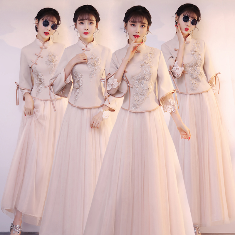 Bridesmaid dress, skirt for bride, cheongsam, Chinese style, 2023 collection, for bridesmaid, bright catchy style, fitted