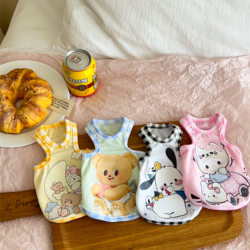 25 Korean Style ins Spring and Summer Pet Home Cotton Cartoon Tank Top Dog Cat Small Dog Clothes