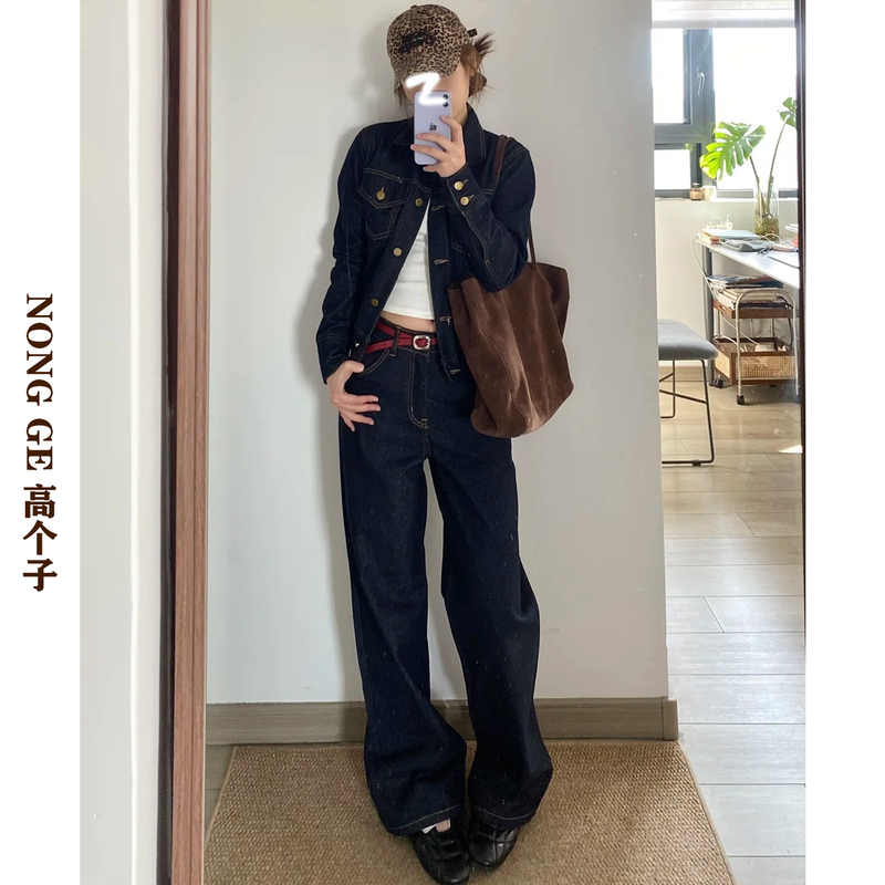 180cm Tall Extra-Long American-Style Denim Blue Straight-Leg Jeans for Women, 2026 Spring and Autumn New Style, Super Nice Fit