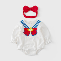 Baby jumpsuit spring and autumn college style cute princess long sleeve ha clothes baby 100 days Photo bag butt clothes climbing clothes