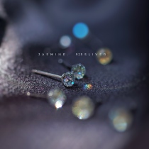 S925 sterling silver polarized mini crystal small stud earrings basic ear multi-faceted wild style