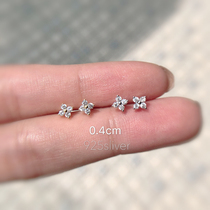 S925 sterling silver sleeping without picking clover clover small fresh mini stud earrings ear bone nails simple student