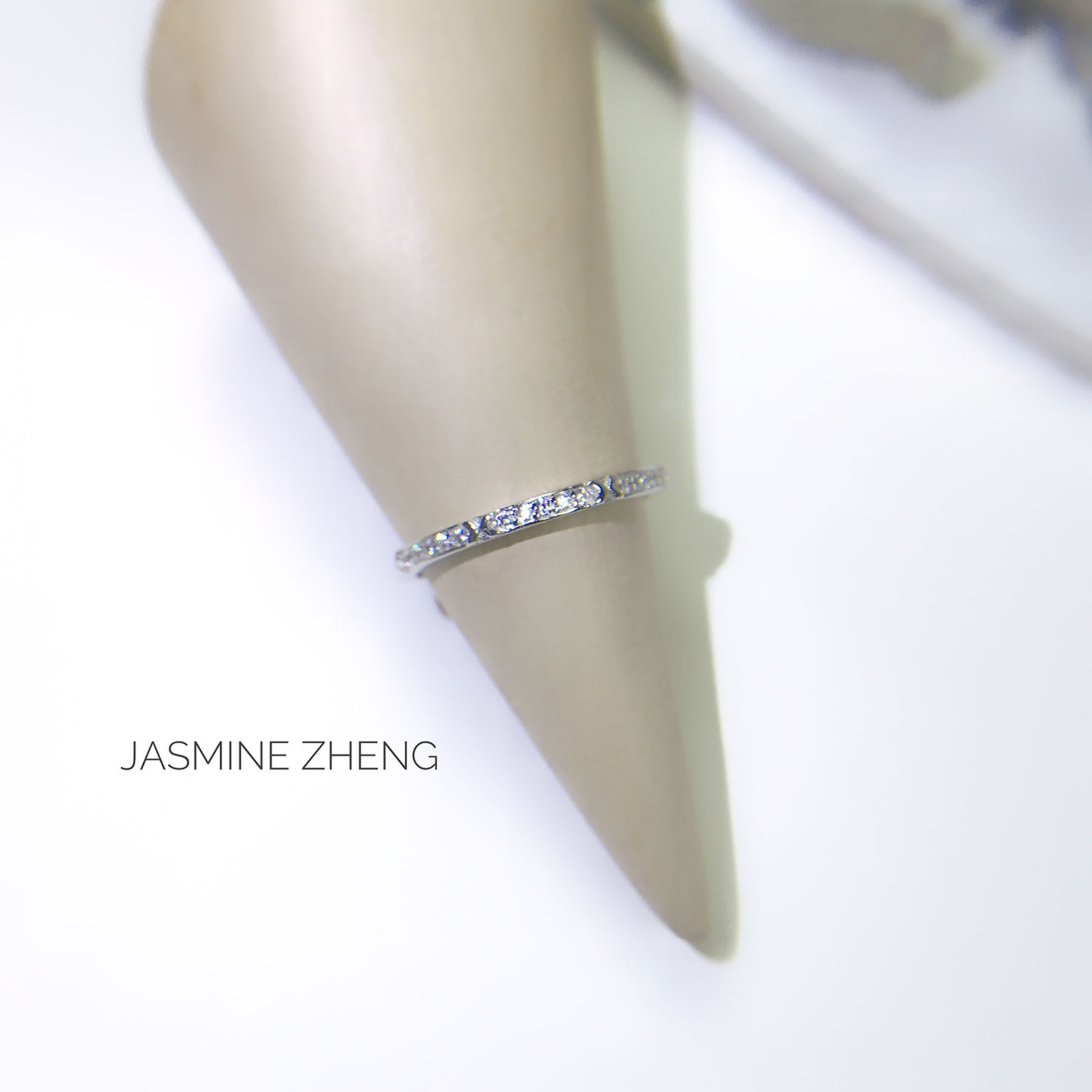 JASMINE * S925 * sterling silver ring new imported rhinestone inlaid joint ring opening adjustable size