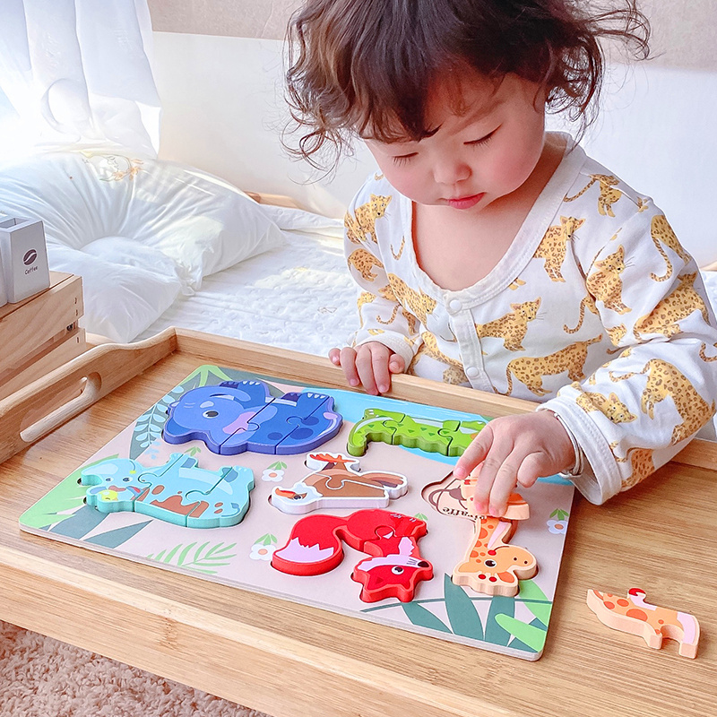 Mon Early Teach Puzzle Toys 1-2-year-old half-baby shape paired insert-board Puzzle Jigsaw Puzzle Young Children Building Blocks