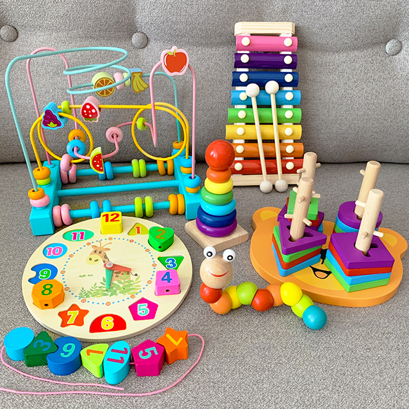 Baby early education educational building blocks infant children's toys 0 beaded beads 1-2-3 one and a half year old boys and girls enlightenment