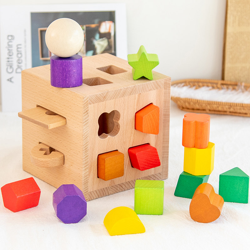 Baby building blocks wood assembly shape pairing toy beneficial intelligence baby children early education 0-1 year old 2 boys girls