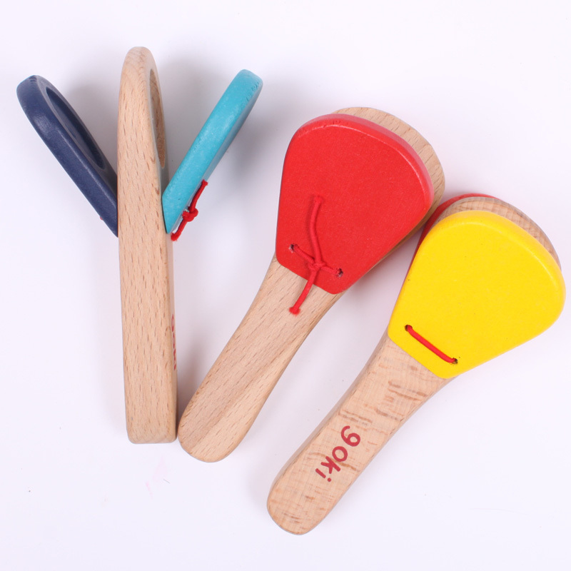 Orff Percussion instrument Baby hand castanets Solid wood baby handle clapboard Children's music toys