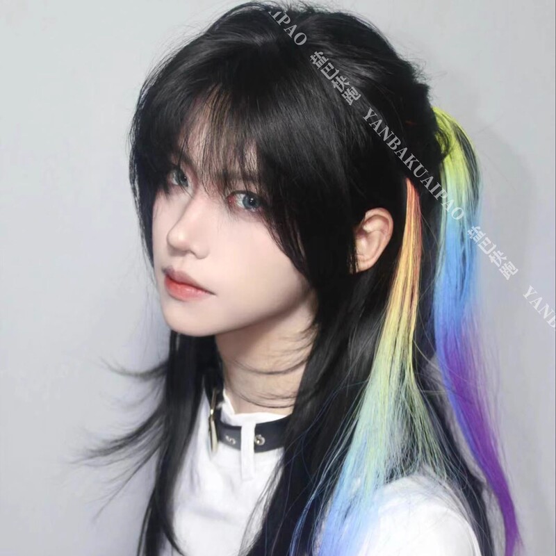 【Chang Ni】Saltba Kuai Kou Original Four-Color Gradient Rainbow Highlights Daily Y2K Red Yellow Blue Purple Hairpiece
