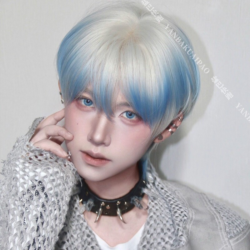 【Light Amber】Saltba Kuai Kou Original Platinum Gradient Blue Highlight Micro Fragmented Cover Neutral Stylish Korean Short Wig 【Light Amber】Saltba Kuai Kou Original Platinum Gradient Blue Highlight Micro Fragmented Cover Neutral Stylish Korean Short Wig