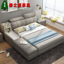 Fabric bed Tatami large bed Double bed 2 meters 2 2 meters 2 4 master bedroom widened modern simple soft bag net red bed