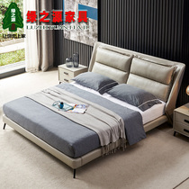 The Nordic Italian bed double modern minimalist zhen leather bed 1 8 m 1 5 small soft beds in the bedroom light luxury bed