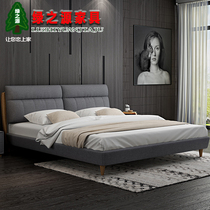 Nordic Wood cloth bed double bed 1 8 meters removable and washable modern simple Net red bedroom storage cotton linen bed