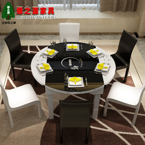 Dining table and chair combination telescopic modern simple folding small apartment one table six chairs multifunctional rectangular round dining table