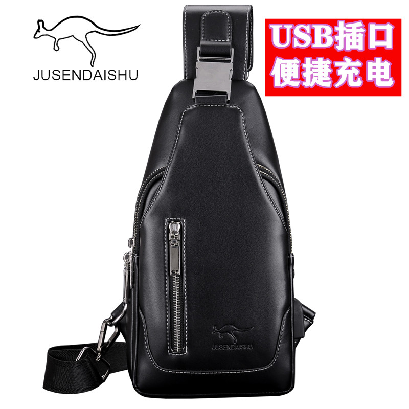 2022 New Giant Sen Kangaroo Men's Chest Bag Shoulder Bag Messenger Bag Real Cowhide Sports Bag Chest Bag Messenger Bag