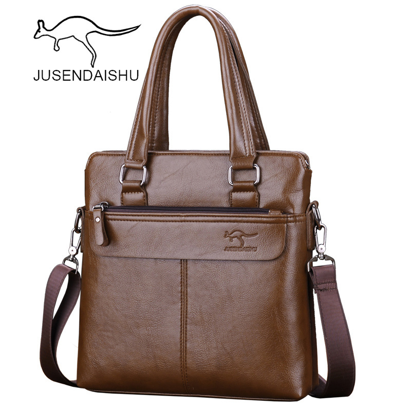Jusen kangaroo men's bag leather men's business bag briefcase handbag shoulder hand bag cowhide men's leather