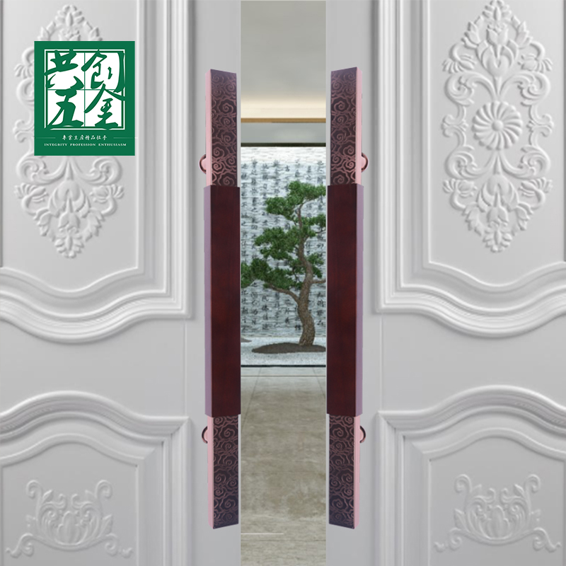 New Chinese Gate Handle Imitation Antique Glass Door Wood Door Ming Fit Handle Hotel Door Stainless Steel Solid Wood Handle Custom