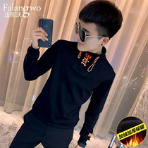 Winter Fashion Handsome 100 lap high collar and velvety coat mens social spirit Small group blouses net red undershirt