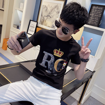 Summer new mens embroidery Heavy craft short sleeve t-shirt ins net red society little guys Korean version of the undershirt for the bottom