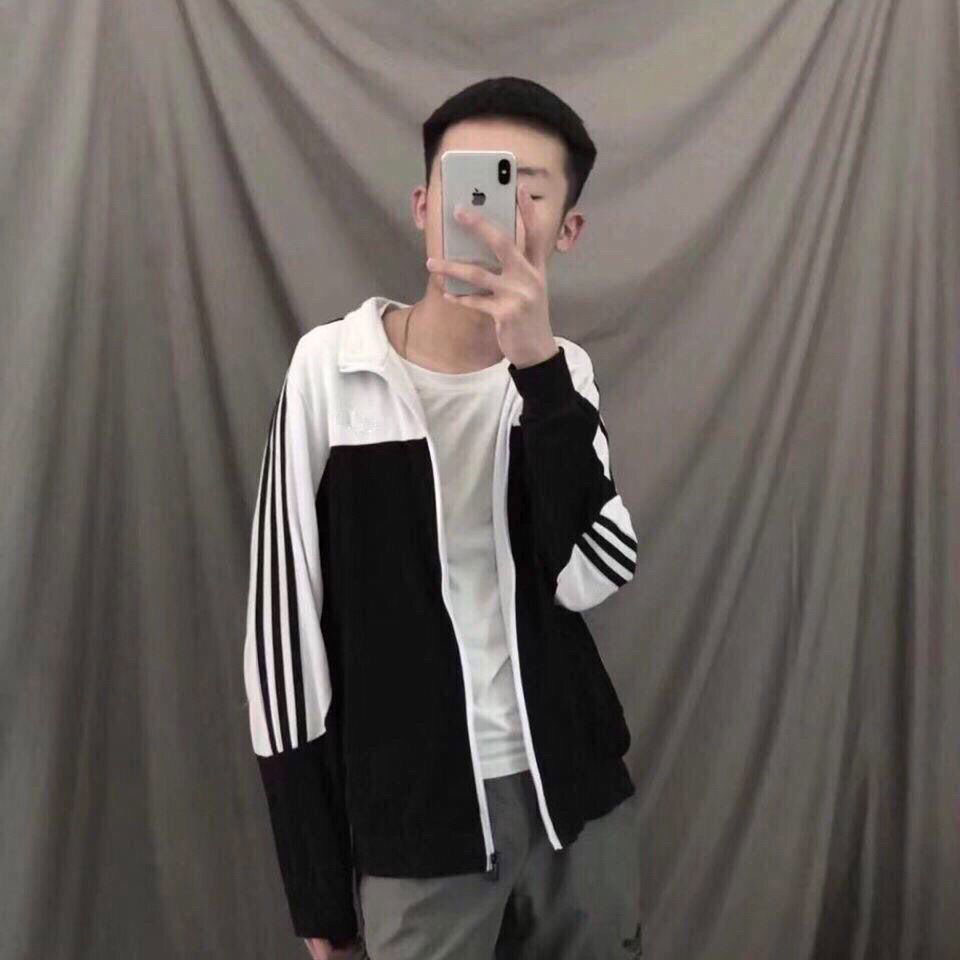 Social people black and white jacket male 2020 autumn style spirit guy net red fast hand jacket Korean style trendy casual top