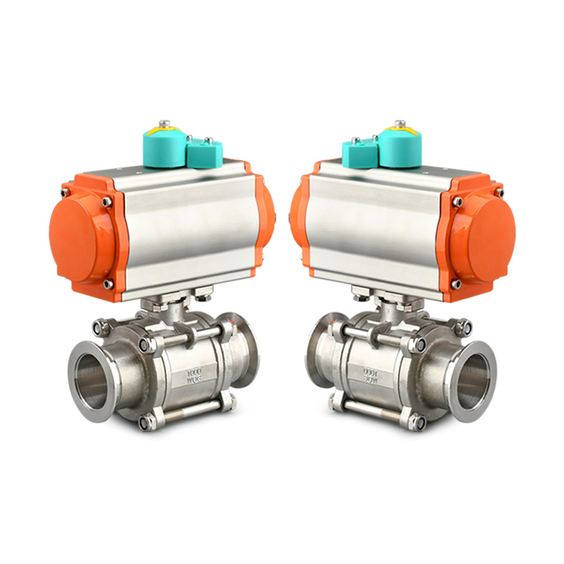 GUQ-KF high vacuum three-piece pneumatic ball valve 304 stainless steel pneumatic ball valve KF16 KF25 KF40
