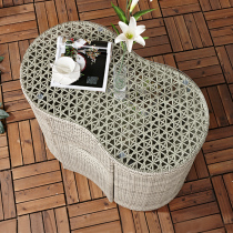 Balcony small table and chair rattan chair three-piece open-air garden leisure rattan small tea table Net Red Courtyard sun shade chair