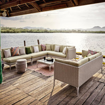 Outdoor rattan sofa outdoor Villa courtyard furniture sun room triple seat waterproof sun protection corner rattan sofa