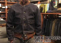 Japan SAMURAI JEANS Samurai Classic Threaded Knit 17oz Heavy Tannin Denim MA1 Flight Jacket