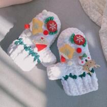 Christmas gloves for girlfriend wearing ultra-thick DIY hand wearing thick heating gifts cute little gift