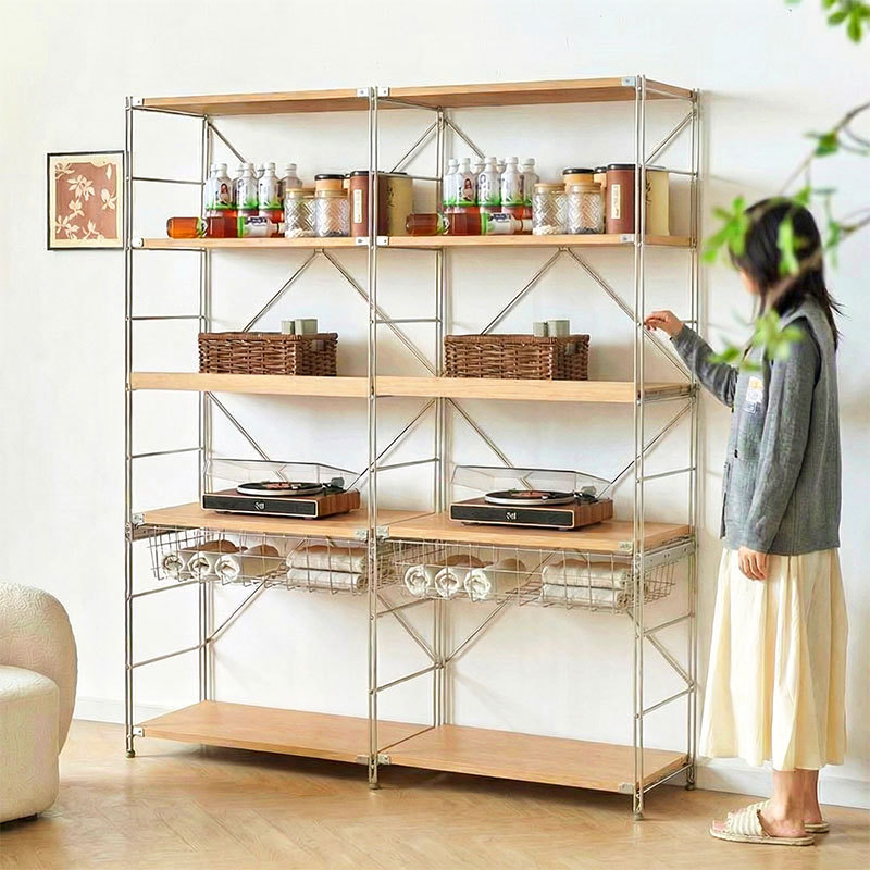 Japanese-Style Pull-Out Basket Storage Rack, Floor-Standing Multi-Layer Storage Rack, Living Room Kitchen Snack Storage Basket, Mobile Trolley Shelf