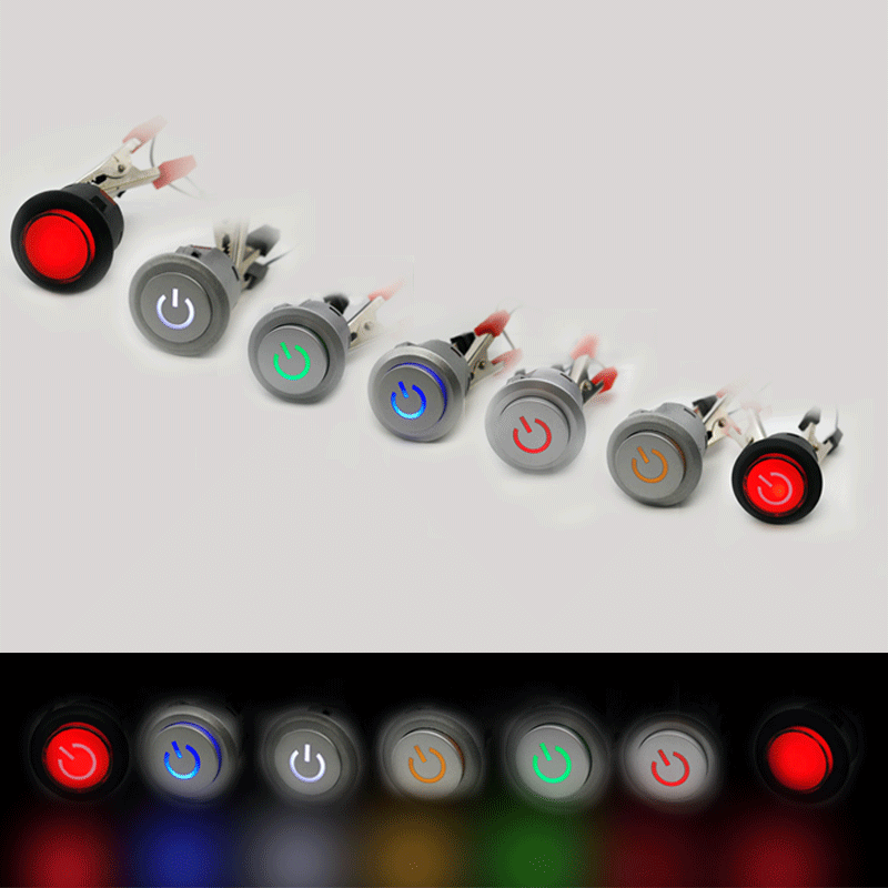 Self-reset button 22mm self-lock power switch car computer start small metal power round waterproof