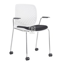 White with armrest conference chair four-legged wheeled reception chair modern staff rest chair training room student chair Hollow