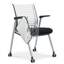 Simple table and chair integrated training chair folding conference chair Black armrest office chair Flip table training chair