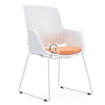 White plastic training chair with upholstered mall lounge lounge chair stackable solid steel conference chair reception chair office chair