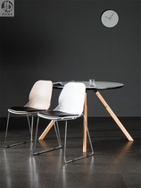 Design color plastic chair Nordic wind restaurant chair Leisure outdoor seat backstrip chair household chair