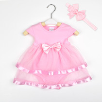 Newborn baby cotton short-sleeved clothes early summer girl baby princess cute summer one-piece thin romper