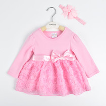 Baby autumn long-sleeved dress 1 year old 0 princess skirt newborn baby girl full moon 3-6 hundred days dress 2