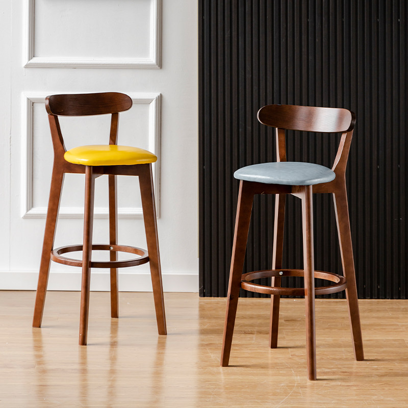 Bar chair modern minimalist lift home high chair light luxury high foot solid wood Nordic front desk bar cashier bar chair