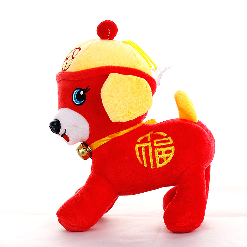Festive paparazzi 18cm large red cute puppy chain suction cups and hanging wool suede toy companion courtesy car doll