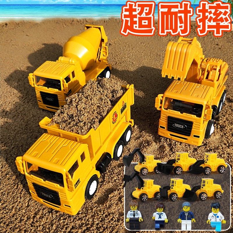 Fall-resistant inertial engineering car Children's toy dredger simulation digging and excavator tipping bucket car mixer truck excavator model