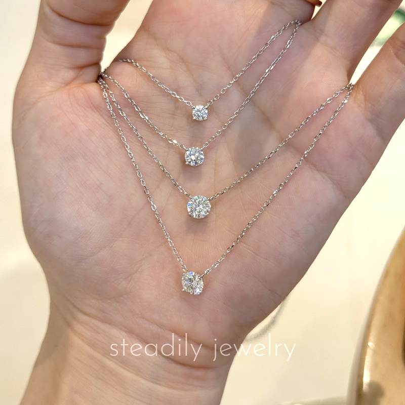 Zhao Lusi Style Nose Diamond Necklace with a Teardrop at the Neck, Classic Four-Prong Mini Single Diamond Clavicle Chain 2025 New