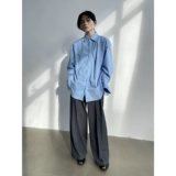 Genesisboy/8.22 20:00 Элегантный складной складной дизайн рукава свободный и вертикальный длинный рубашка