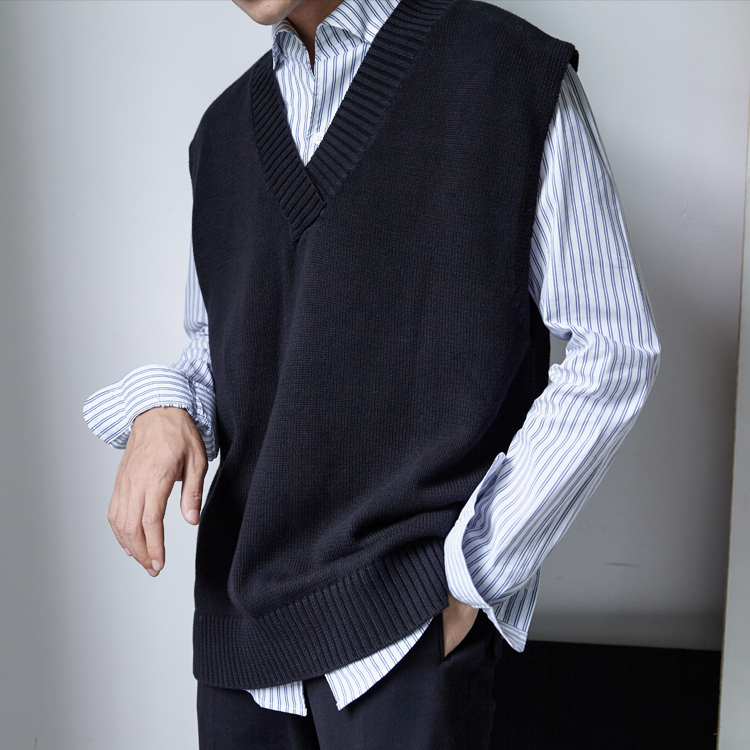 GARMENTBOY tùy chỉnh mùa thu và mùa đông người đàn ông mới của không tay áo len vest V-Cổ knit vest top coat triều